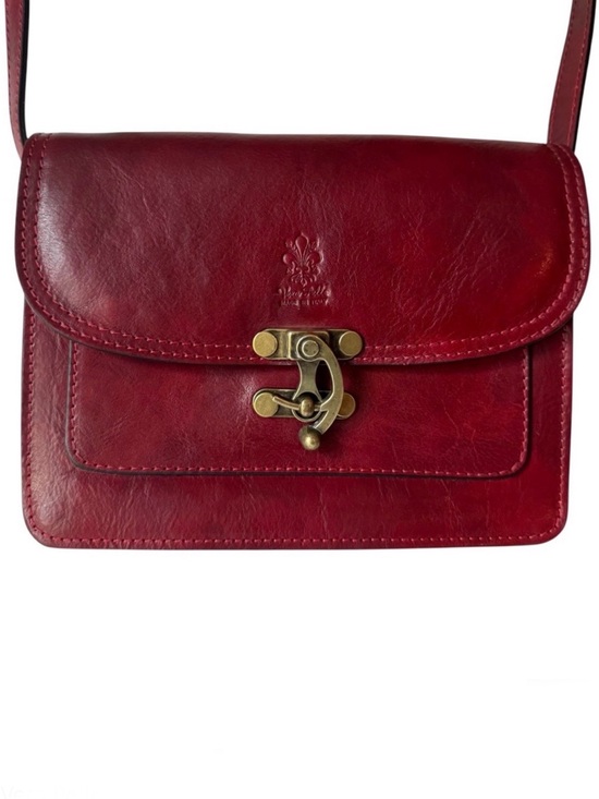 Vera Pelle Handbags - Vera Pelle Red Leather Messenger Crossbody.